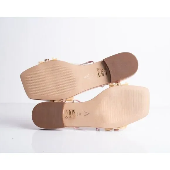 Anthropologie Embellished Tie Up Raffia Sandals Pink Rose EU 36 US 6 New - Picture 10 of 10